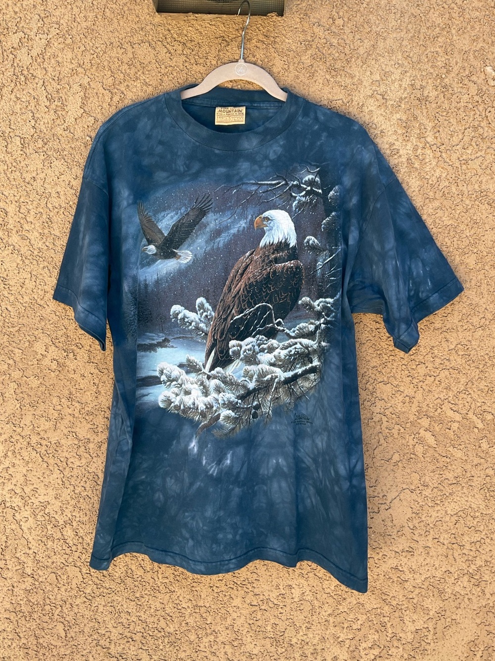 Vintage 1999 The Mountain T Shirt XL Bald Eagles Blue Tie Dye Collectible